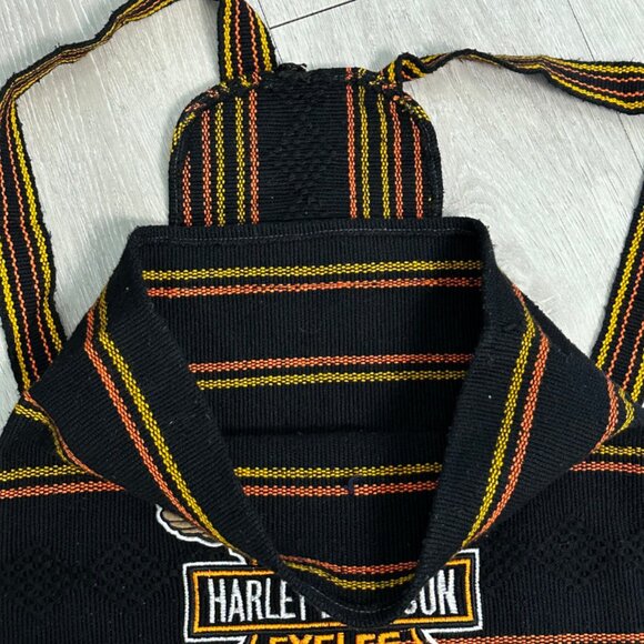 Vintage Harley Davidson Boho Embroidered Stripe Backpack Bag - Picture 4 of 5
